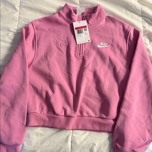 Nike Kids Pink Quarter-Zip Hoodie